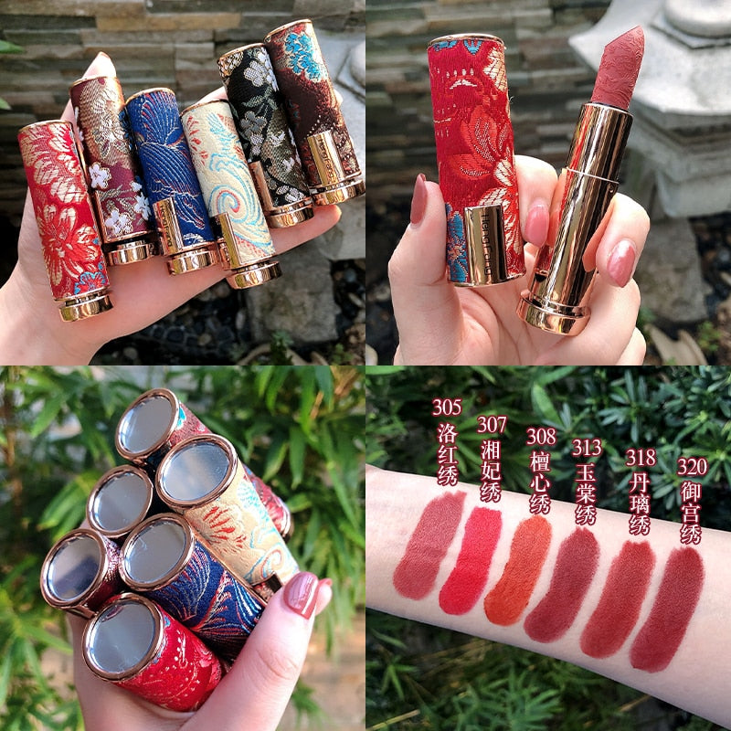 Oriental Classical Beauty Vintage Velvet Lipstick Matte Pigmented Waterproof Lasting Lip Makeup Silky touch Charming Cosmetics