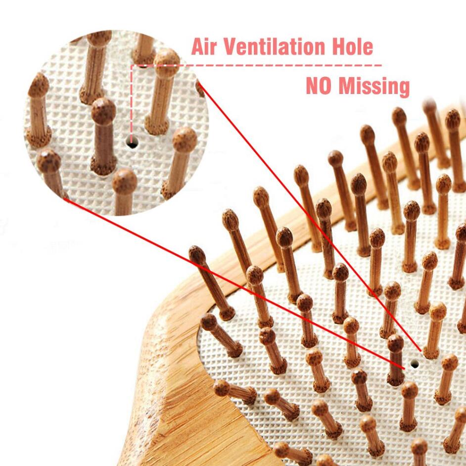 Wooden Bamboo Hair Brush Pin Hairbrush Scalp Massage Improve Hair Health Wood Paddle Detangling Comb D30